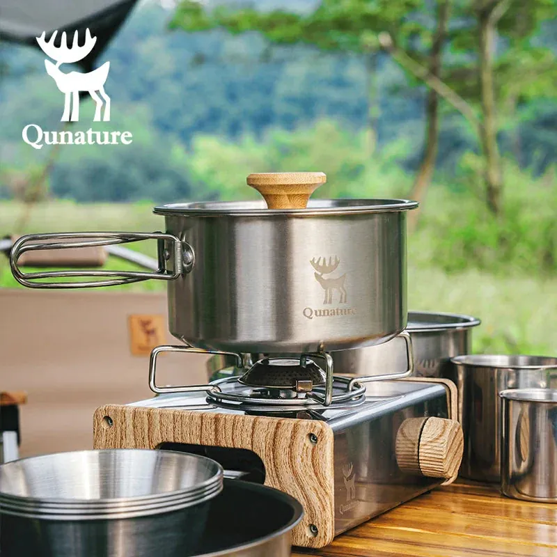 Qunature 304 Stainless Steel 5-Piece Camping Cookware Set with Teflon Coating - Image 4