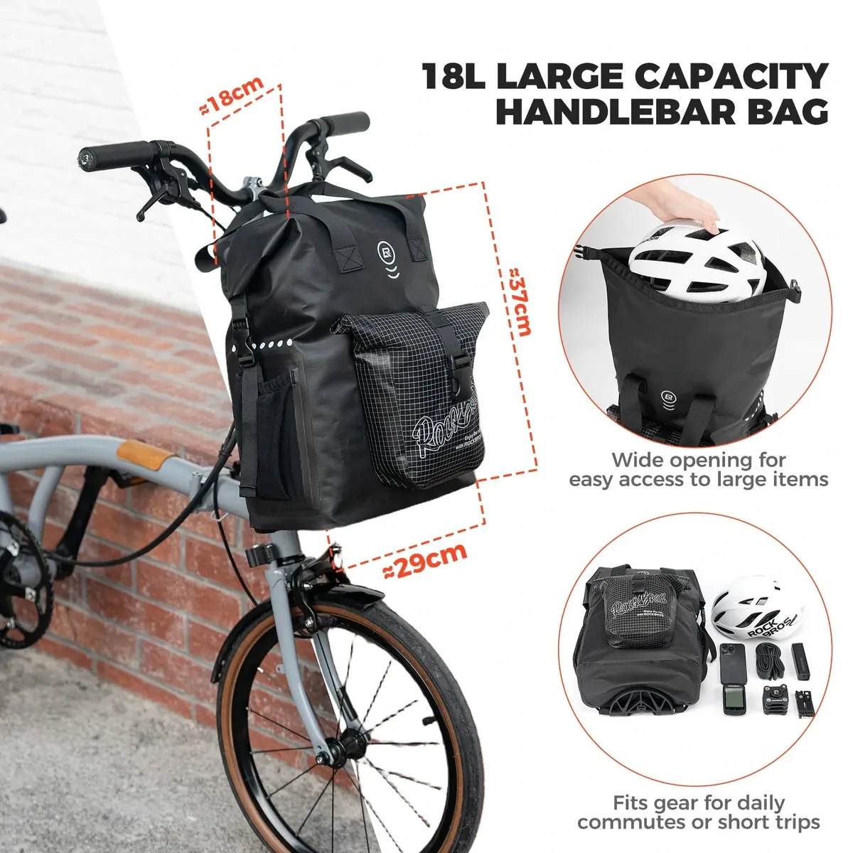 Bike Handlebar Bag for Folding Bike 18L - Image 2