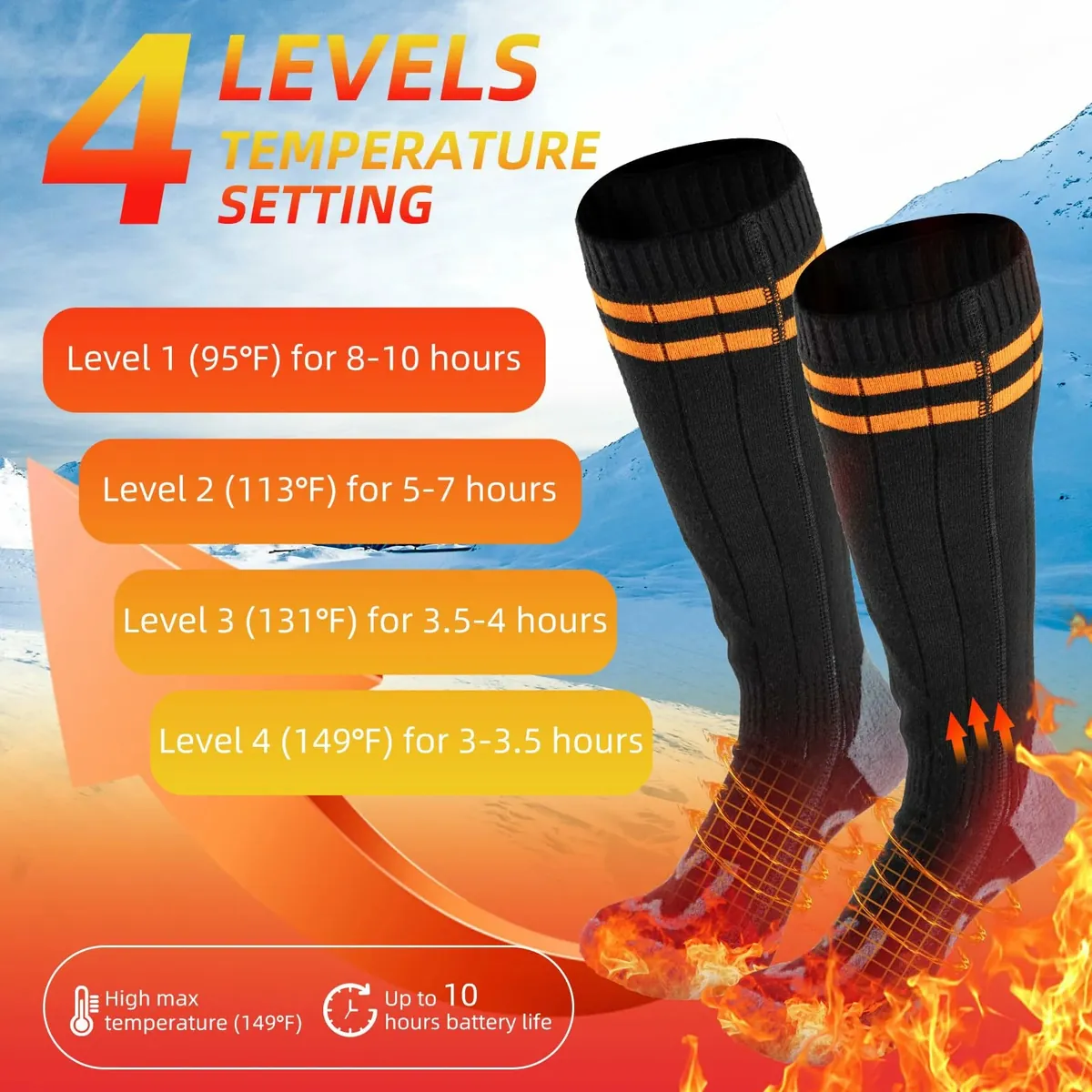 Heated Socks Rechargeable Up to 8 Hours 5000mAh Winter Foot Warmers Electric Socks - Image 2