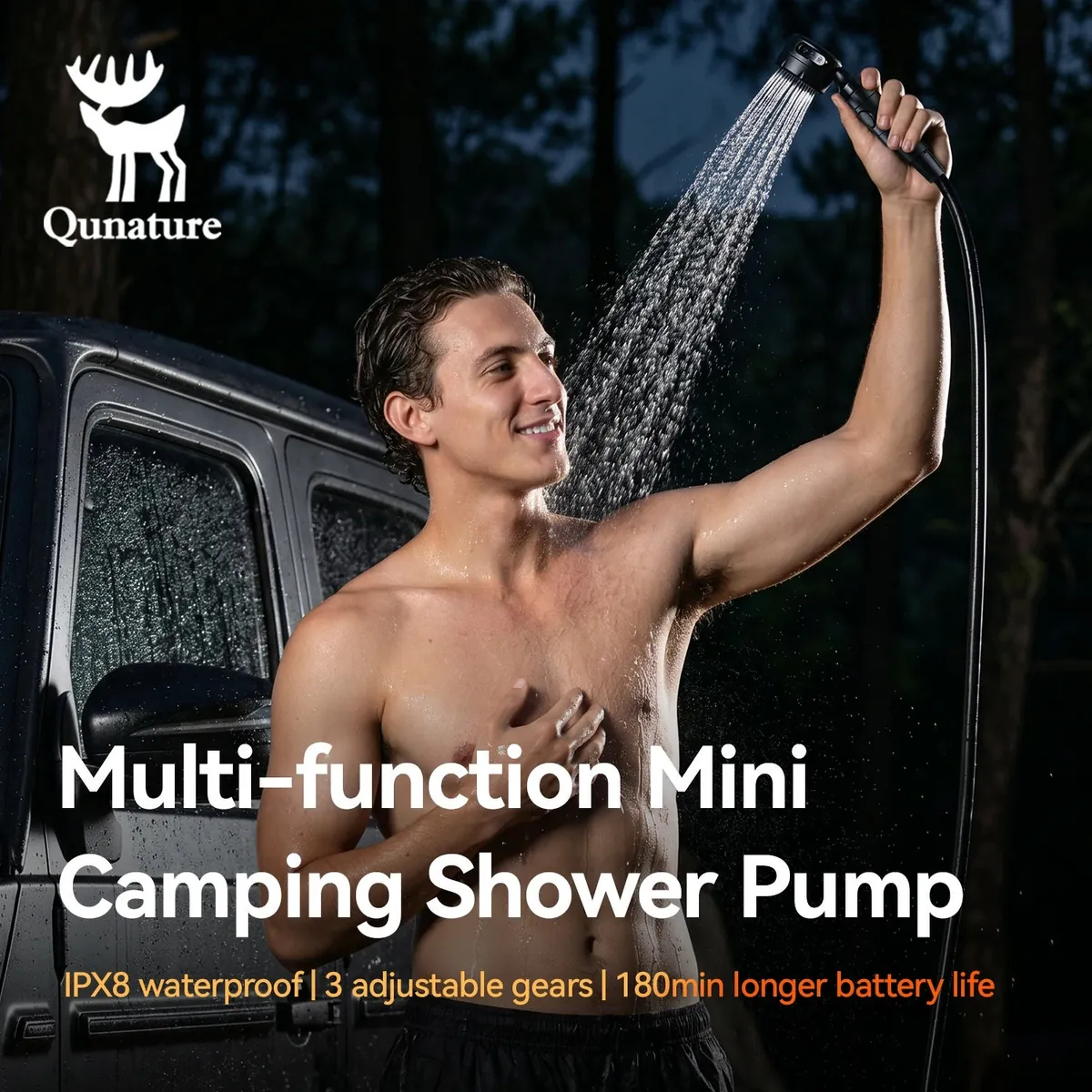 IPX8 Waterproof Rechargeable Outdoor Shower Pump - Image 2