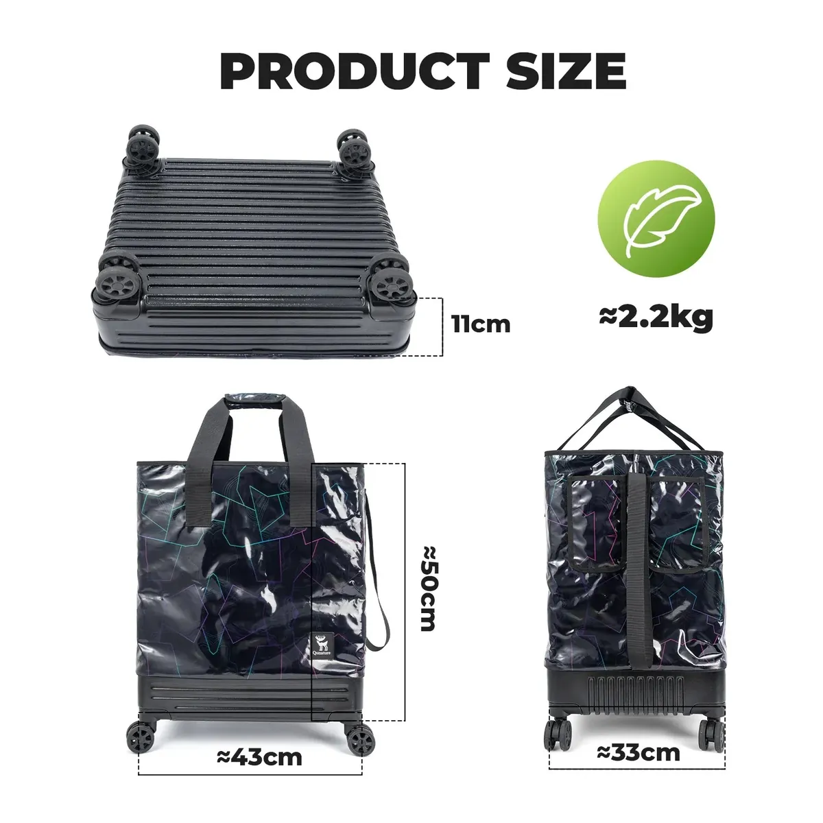 Lightweight Foldable Rolling Tote Bag 75L - Image 4