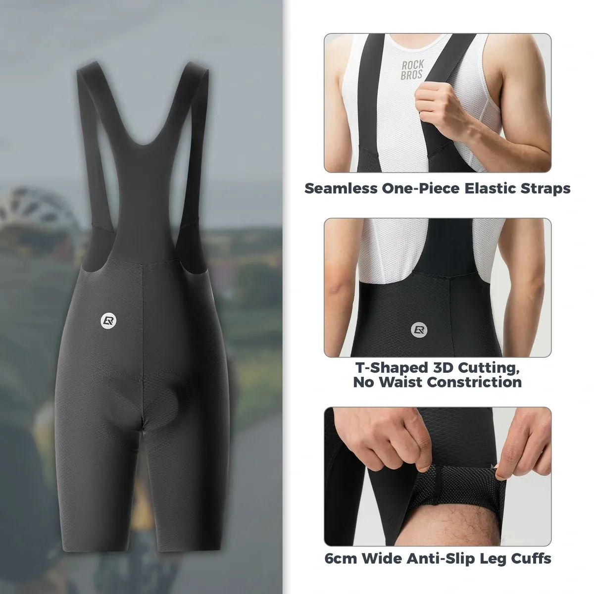 Men's Cycling Bib Shorts with 3D Padding Breathable Stretch Fabric - Image 5