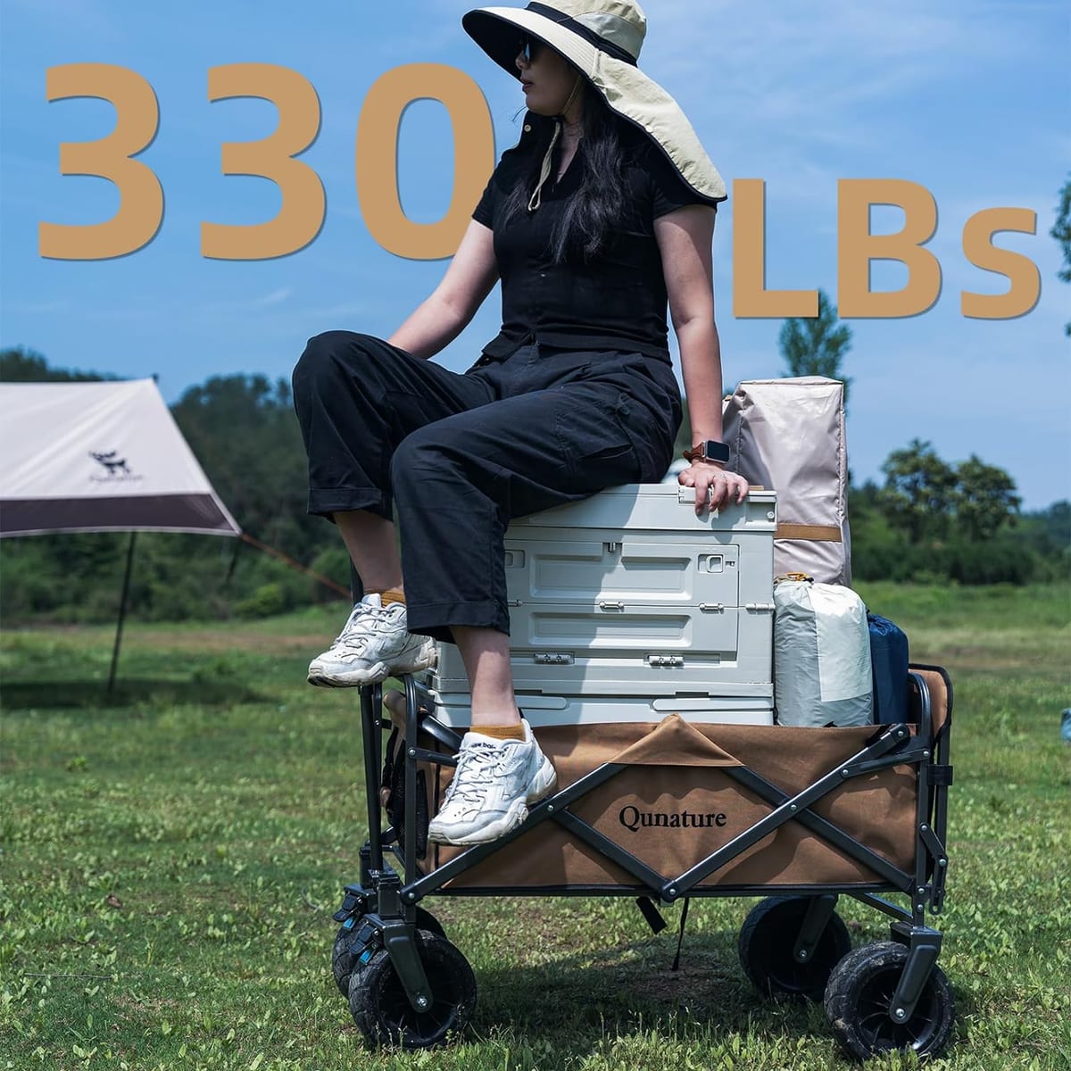 Qunature 330LB Capacity Foldable Wagon - Image 2