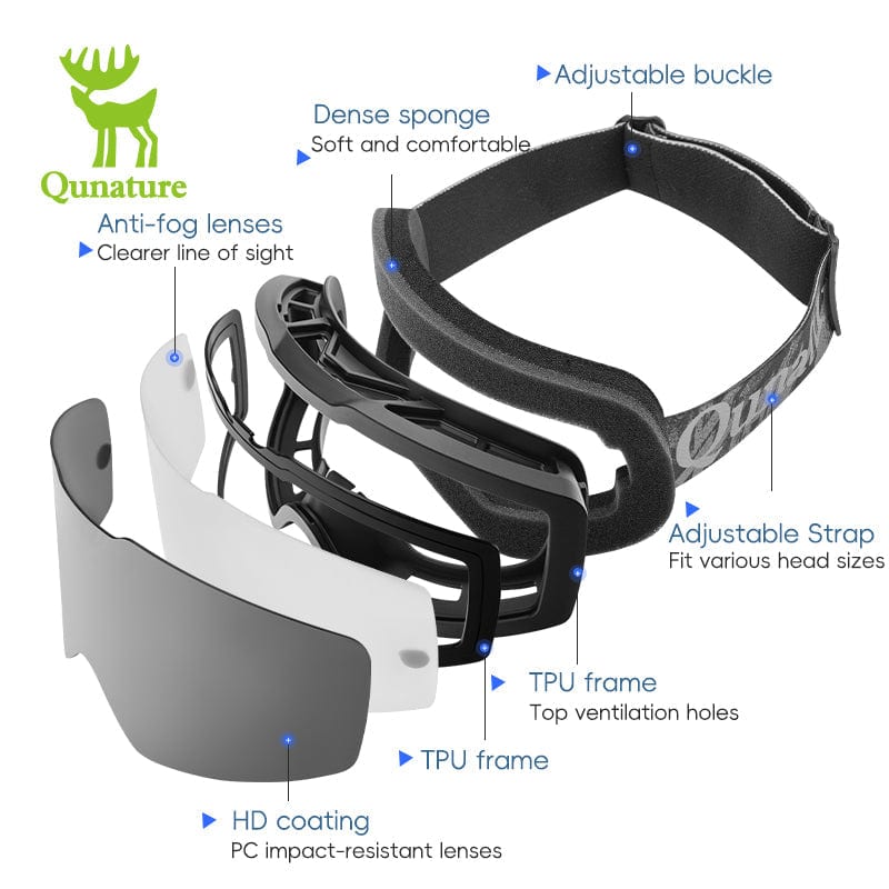 Qunature  Frameless Anti-Fog Ski Goggles with UV Protection and Wide View - Image 3