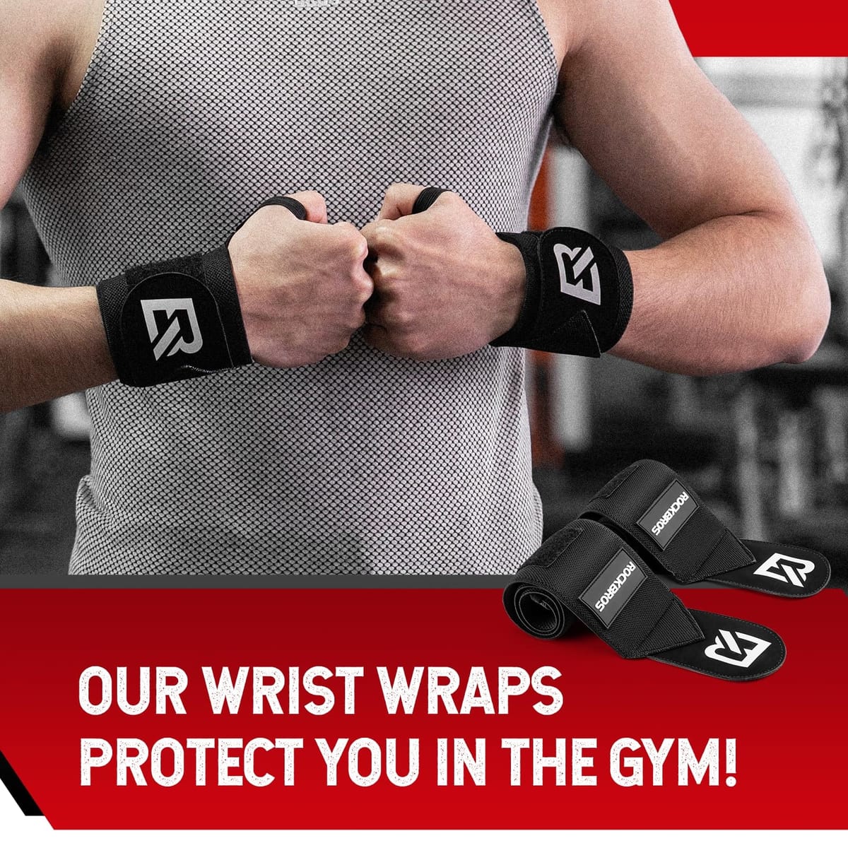 ROCKBROS 22” Wrist Wraps with Thumb Loop Premium Quality for Weightlifting - Image 3