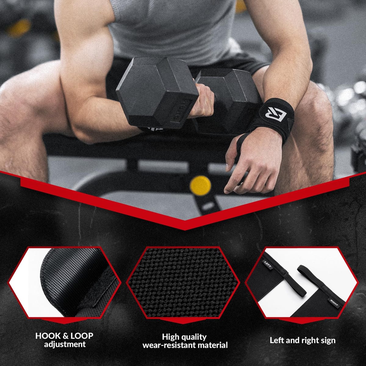 ROCKBROS 22” Wrist Wraps with Thumb Loop Premium Quality for Weightlifting - Image 4