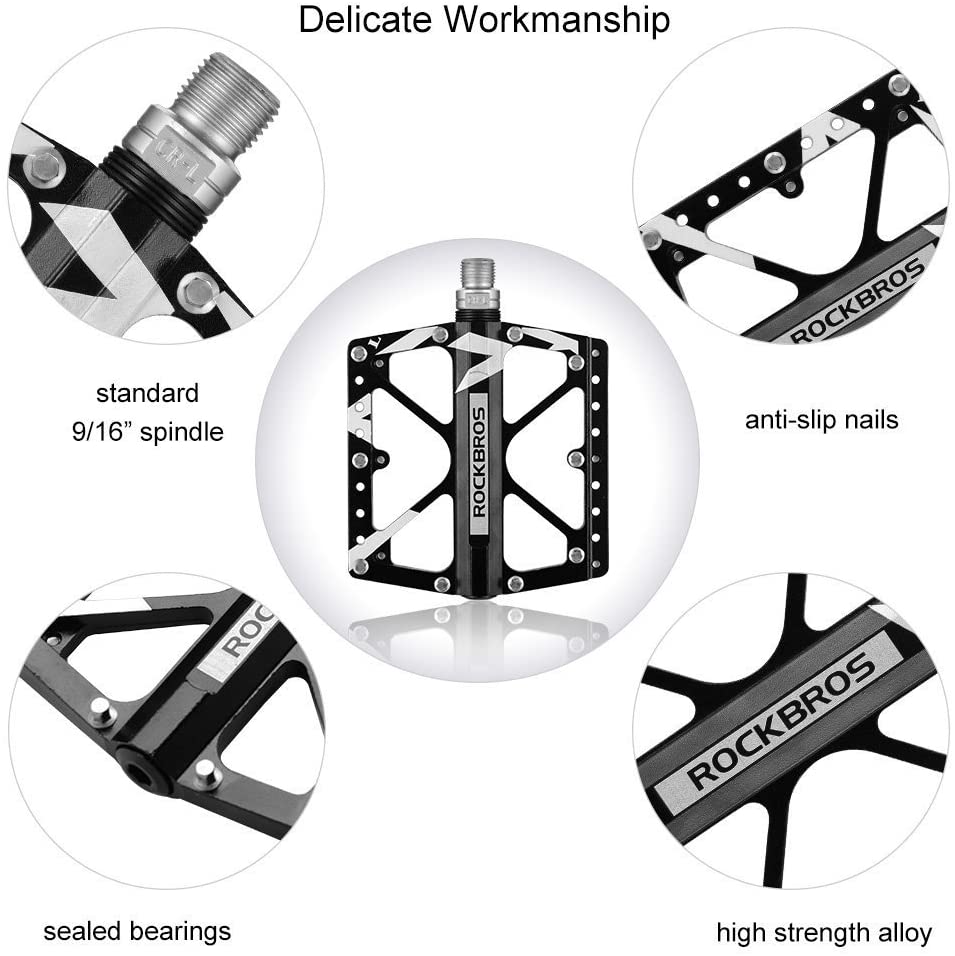 ROCKBROS Large Size Mountain Bicycle Aluminium Alloy Pedals-BLACK - Image 2