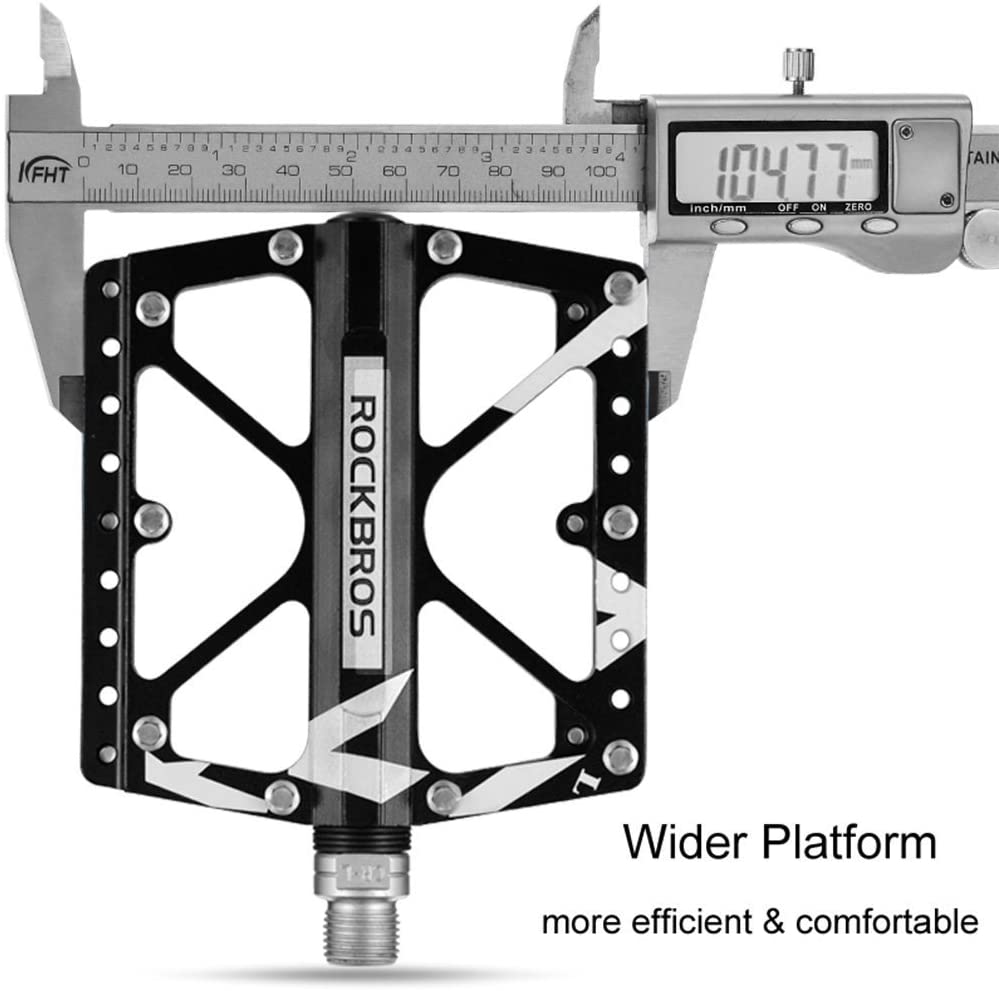 ROCKBROS Large Size Mountain Bicycle Aluminium Alloy Pedals-BLACK - Image 5