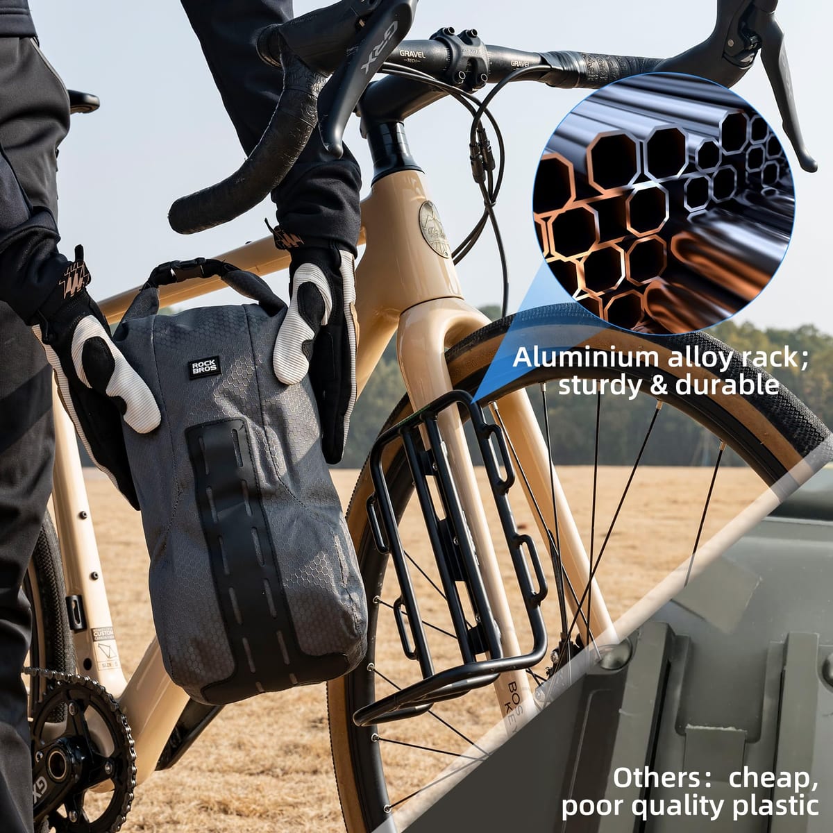 ROCKBROS Bike Waterproof 4L Front Fork Bag with Bike Rack - Image 3