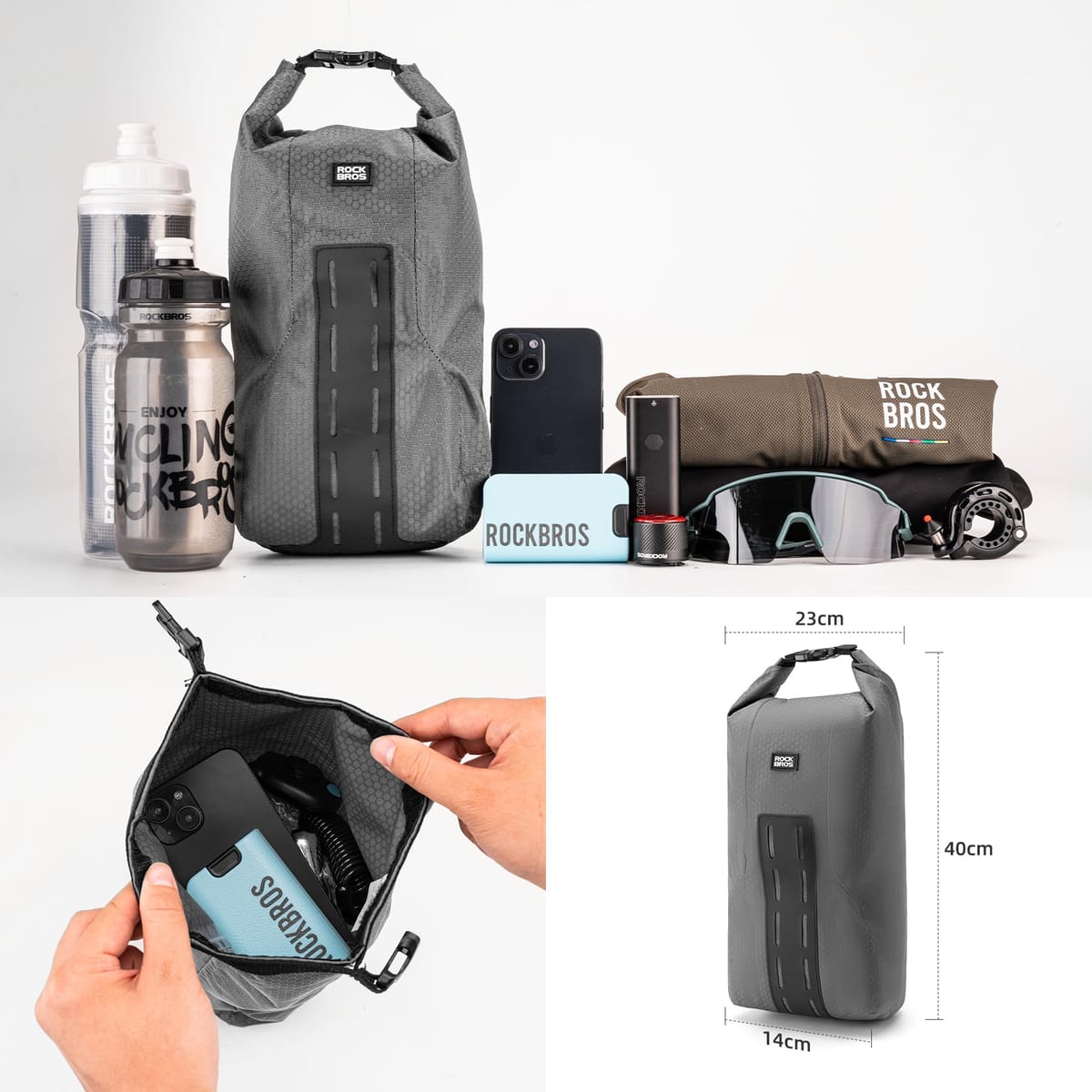 ROCKBROS Bike Waterproof 4L Front Fork Bag with Bike Rack - Image 4