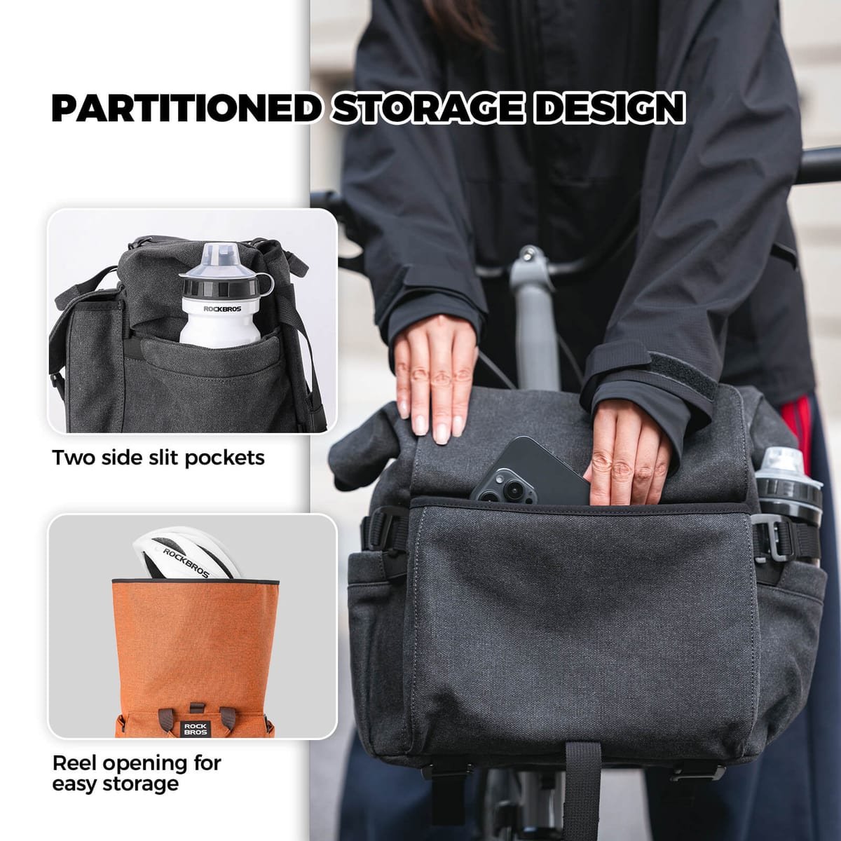 ROCKBROS Folding Bike Handlebar Bag Backpack - H46 - Image 4