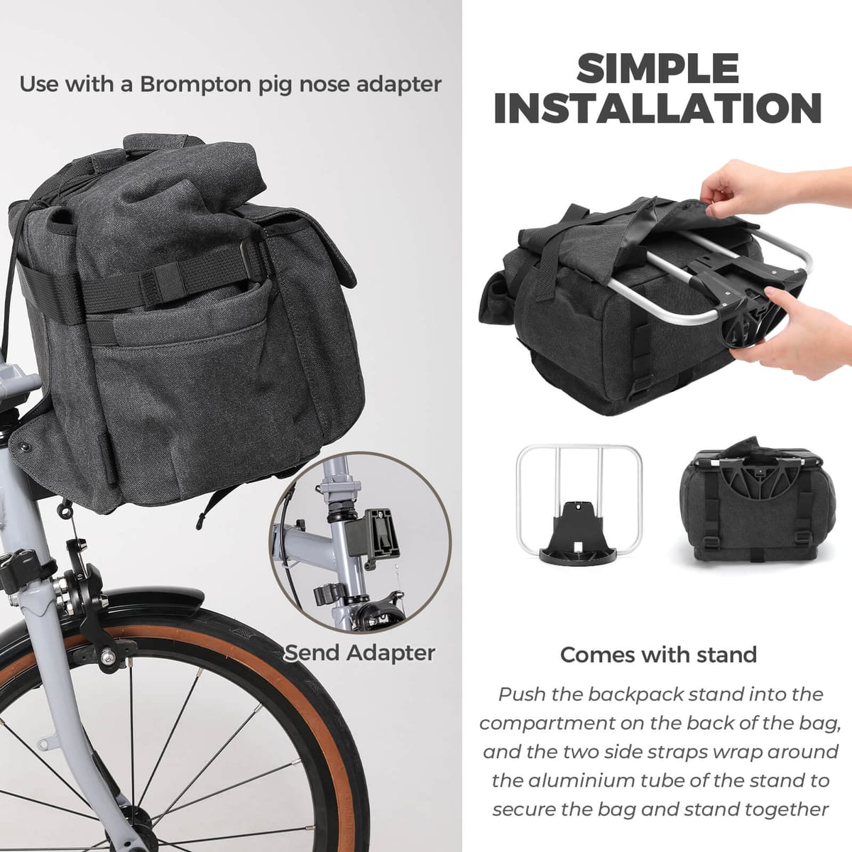 ROCKBROS Folding Bike Handlebar Bag Backpack - H46 - Image 5
