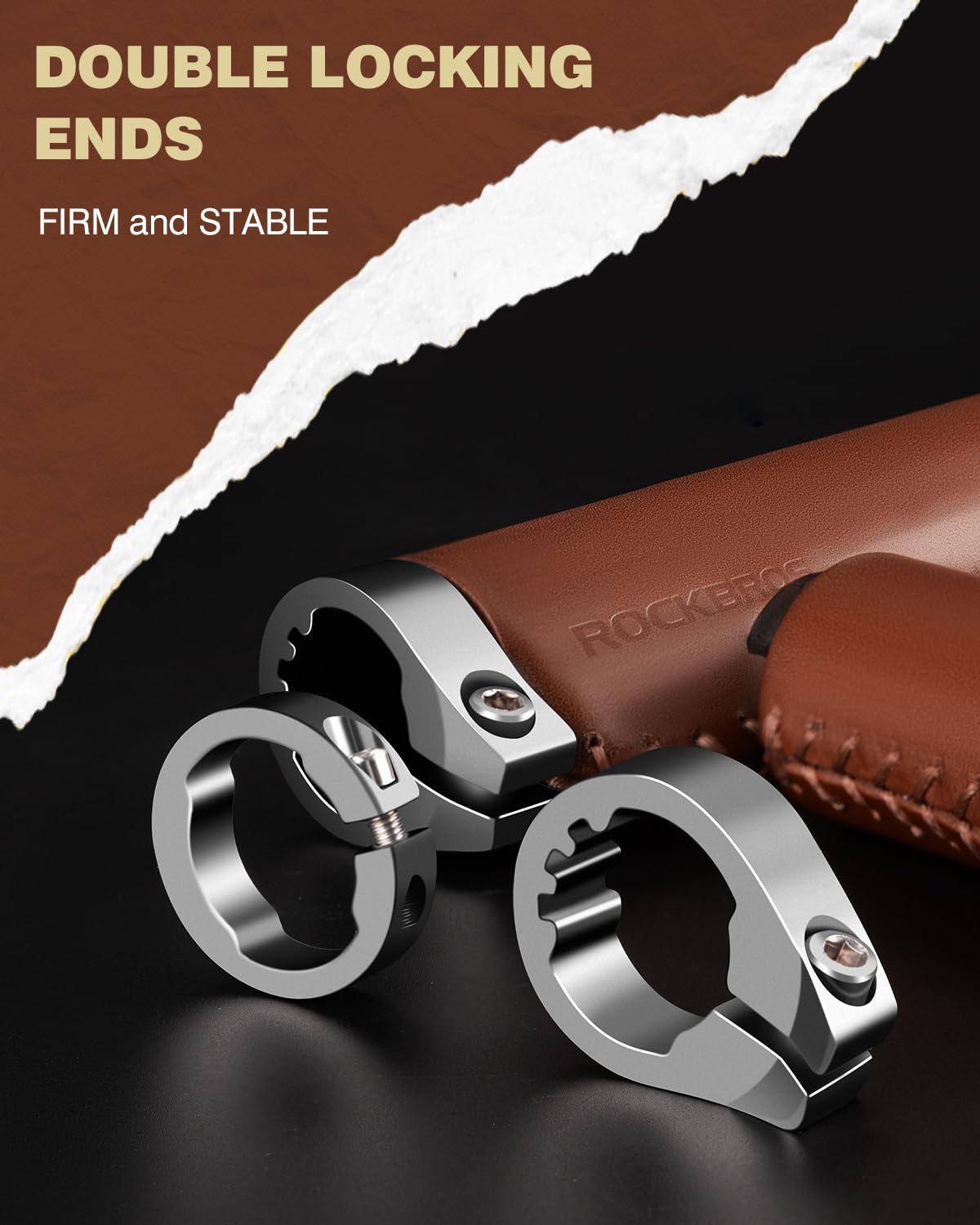 ROCKBROS Leather Vintage Mountain Bike Folding Bike Handlebar Grips 22.2mm - Image 4