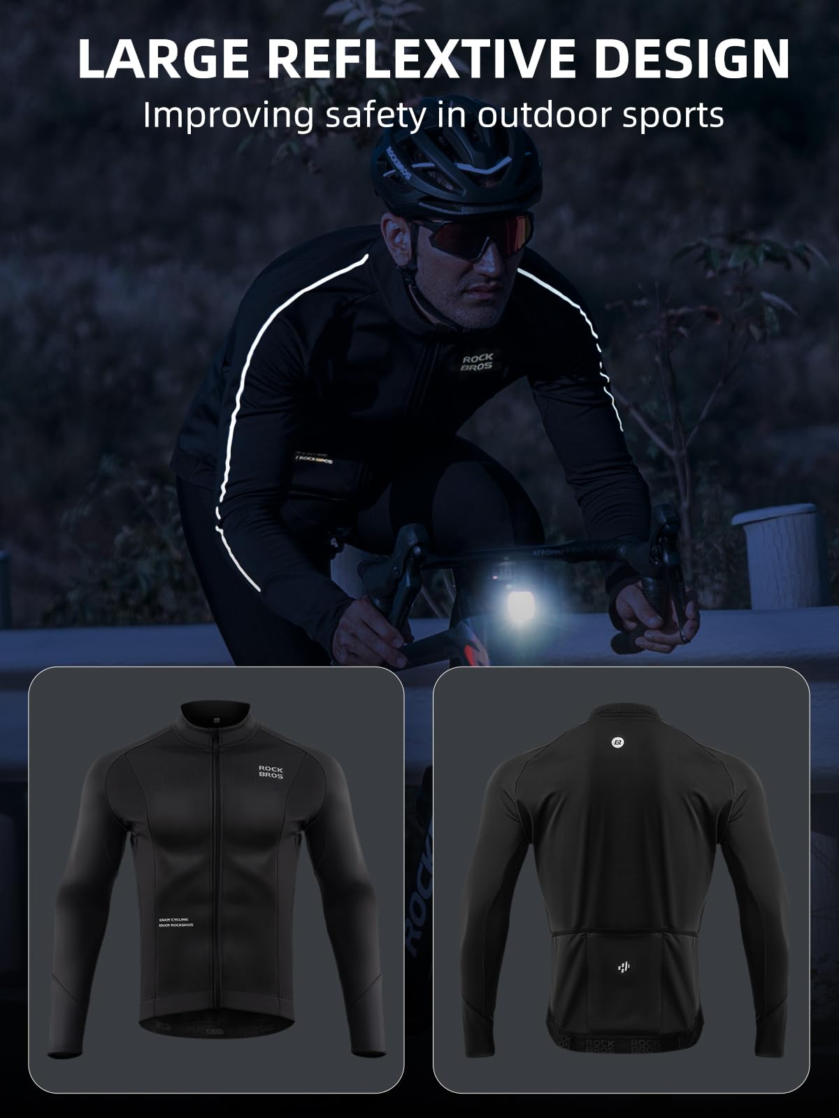 ROCKBROS Men’s Winter Cycling Jacket Thermal Windproof Softshell for Road MTB - Image 3