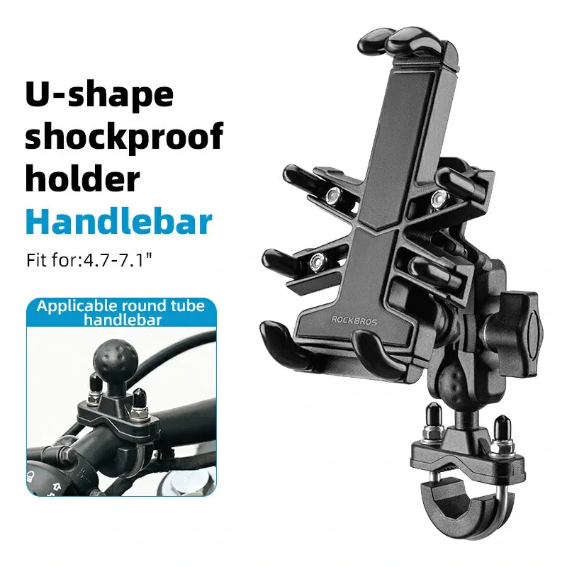 ROCKBROS Motorcycle ATV Adjustable Phone Holder with Vibration Dampener for 4.7-7.1" Phones - Image 2