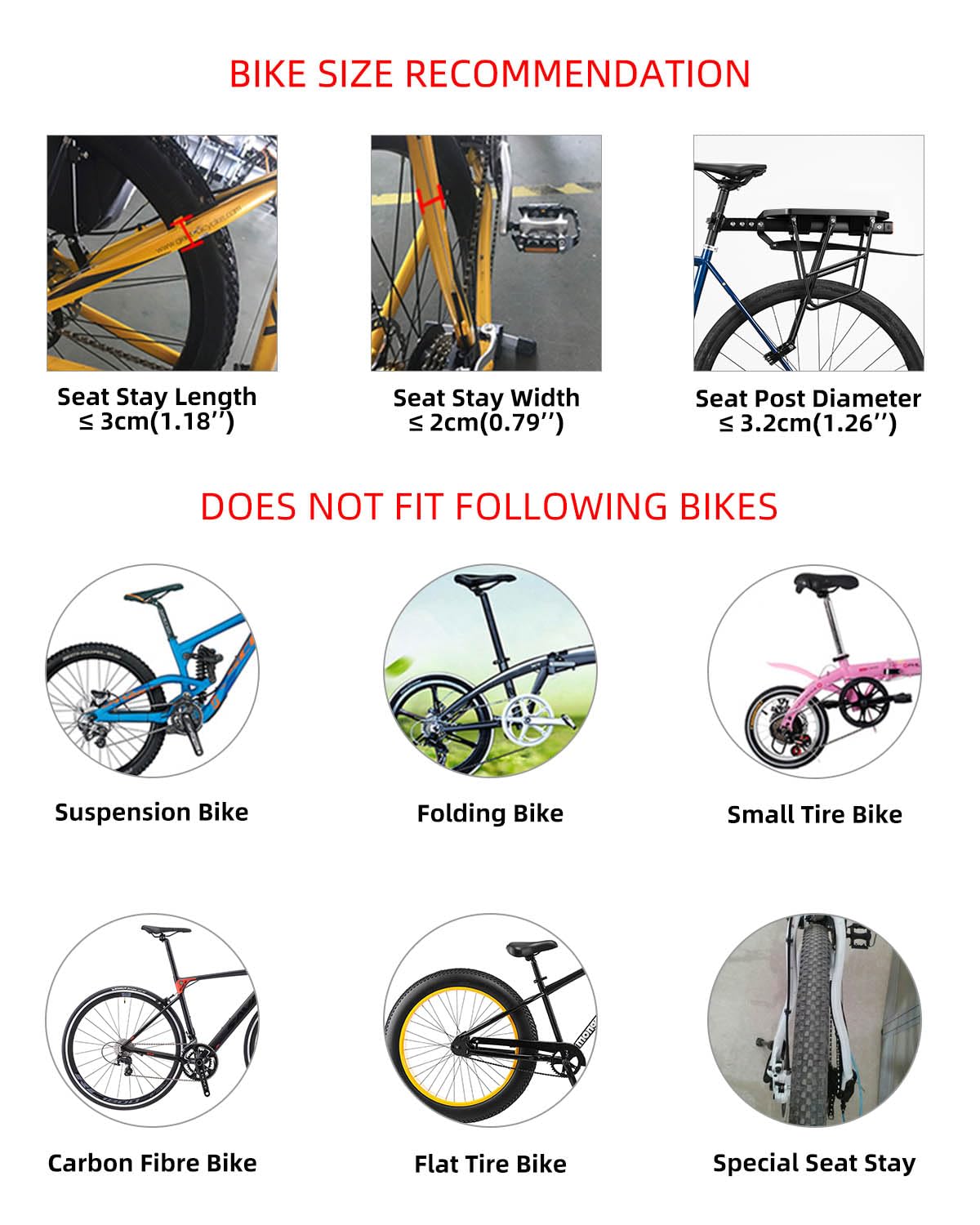 ROCKBROS Quick Release Rear Bike Cargo Rack, Adjustable for 26”-29” Mountain Bikes - Image 2