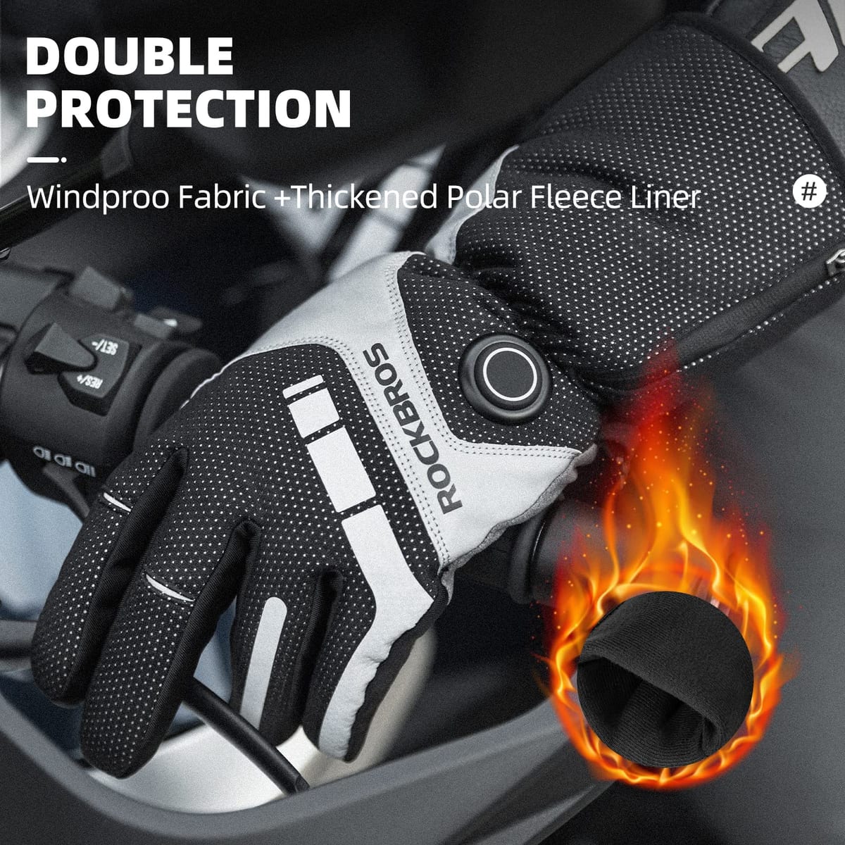 ROCKBROS Rechargeable Heated Gloves 4000mAh Touchscreen Windproof Thermal - Image 4