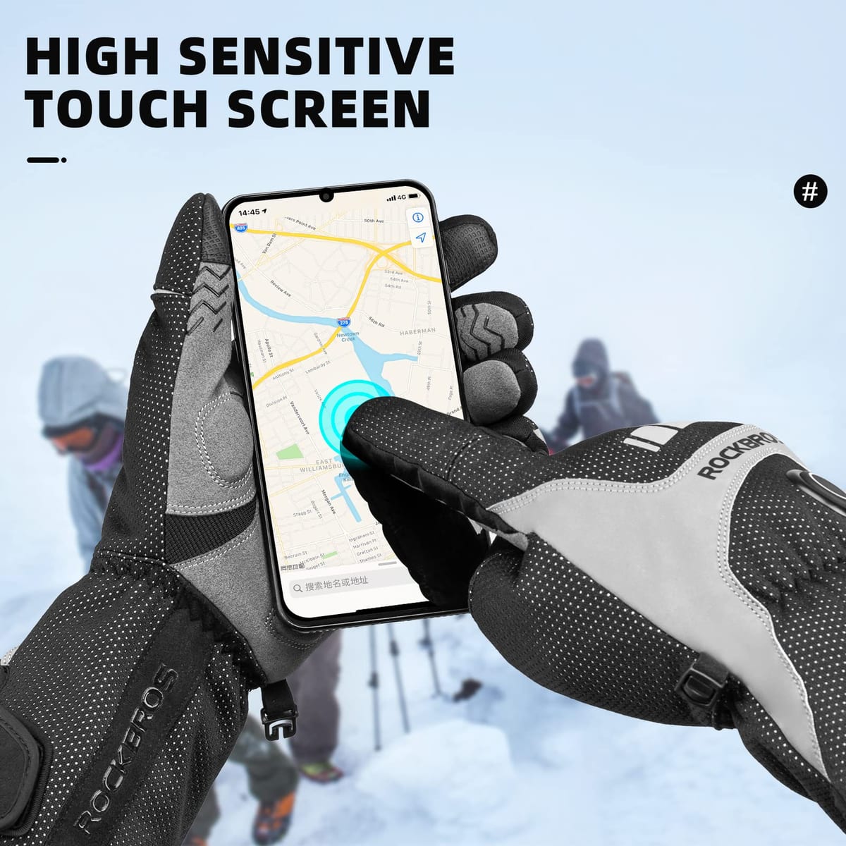 ROCKBROS Rechargeable Heated Gloves 4000mAh Touchscreen Windproof Thermal - Image 5
