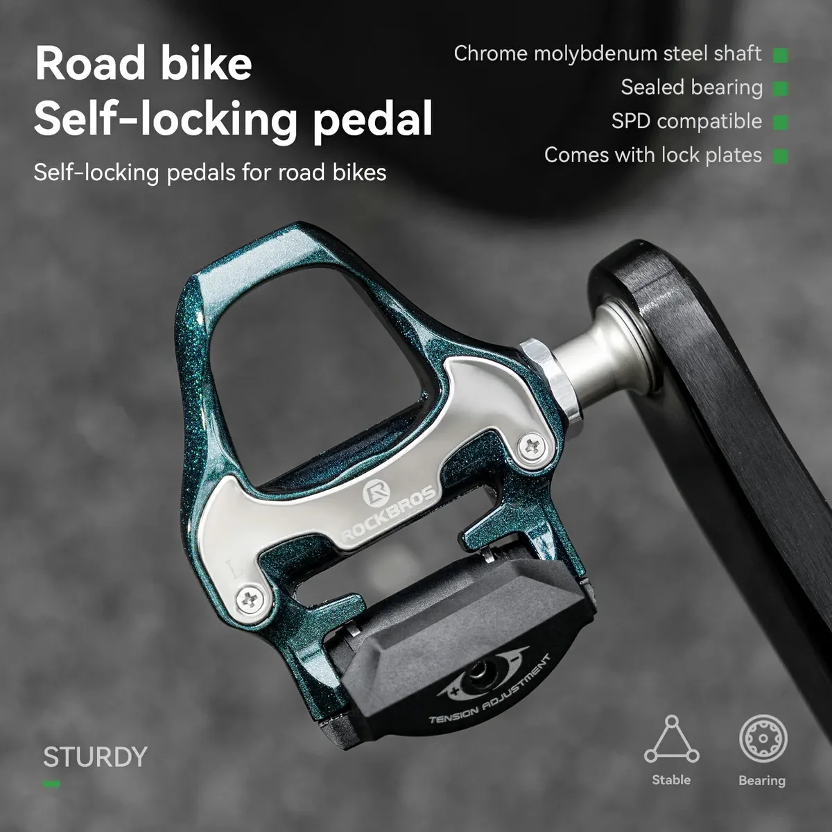 ROCKBROS Road MTB Lightweight Clipless Bicycle Pedals with Cleats Set Compatible with SPD-SL System - Image 4