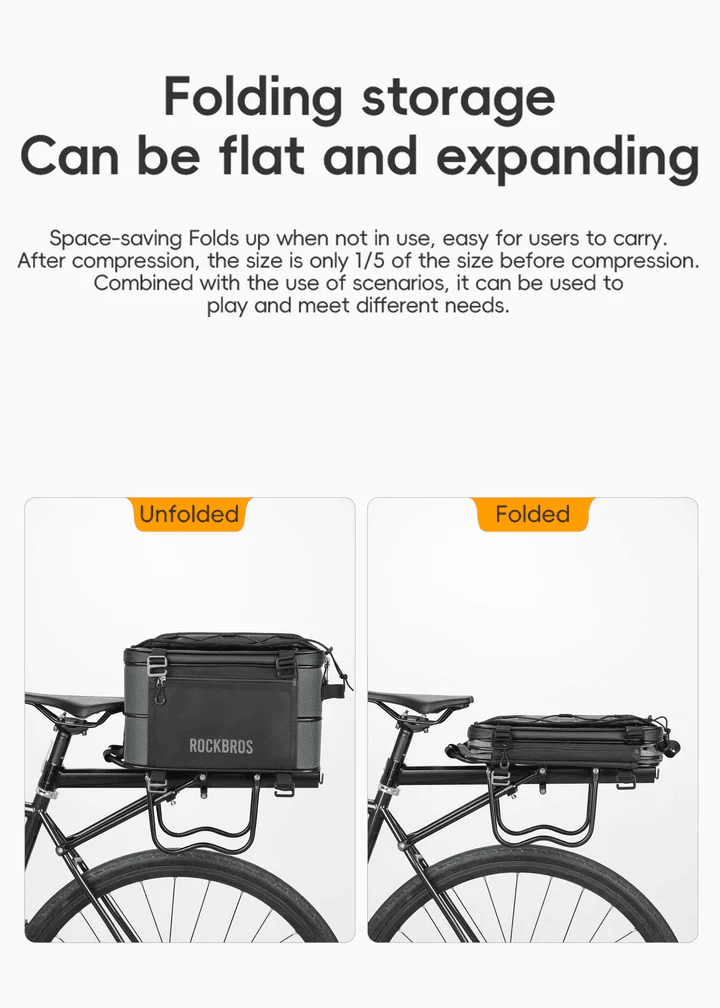 ROCKBROS Road to Sky Foldable Trunk Bag – 16.8L Expandable Bike Rack Bag - Image 3