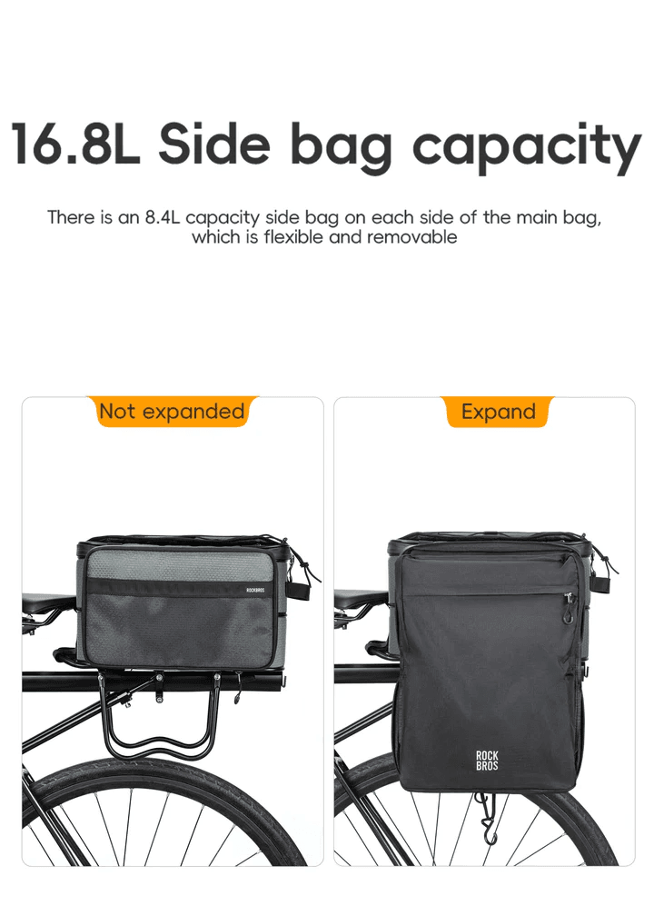 ROCKBROS Road to Sky Foldable Trunk Bag – 16.8L Expandable Bike Rack Bag - Image 4