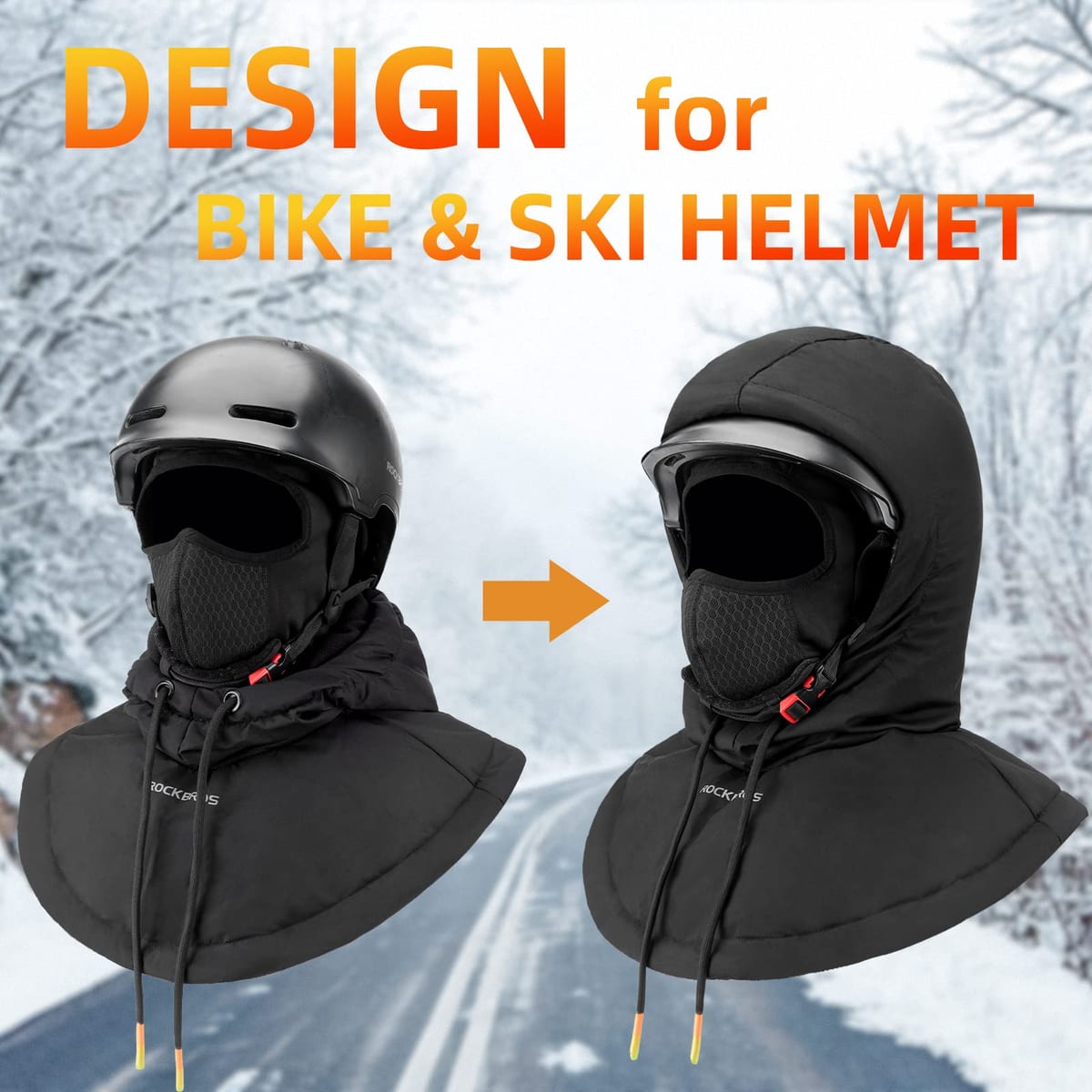 ROCKBROS Ski Mask for Men Women Winter Balaclava Ski Mack Thermal Fleece - Image 2