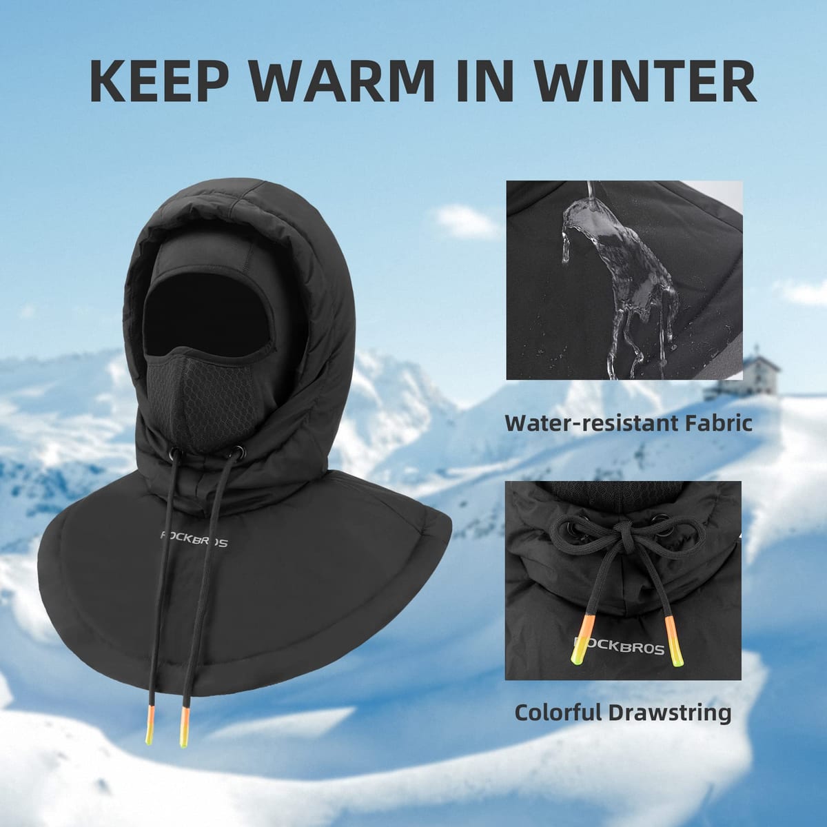 ROCKBROS Ski Mask for Men Women Winter Balaclava Ski Mack Thermal Fleece - Image 3