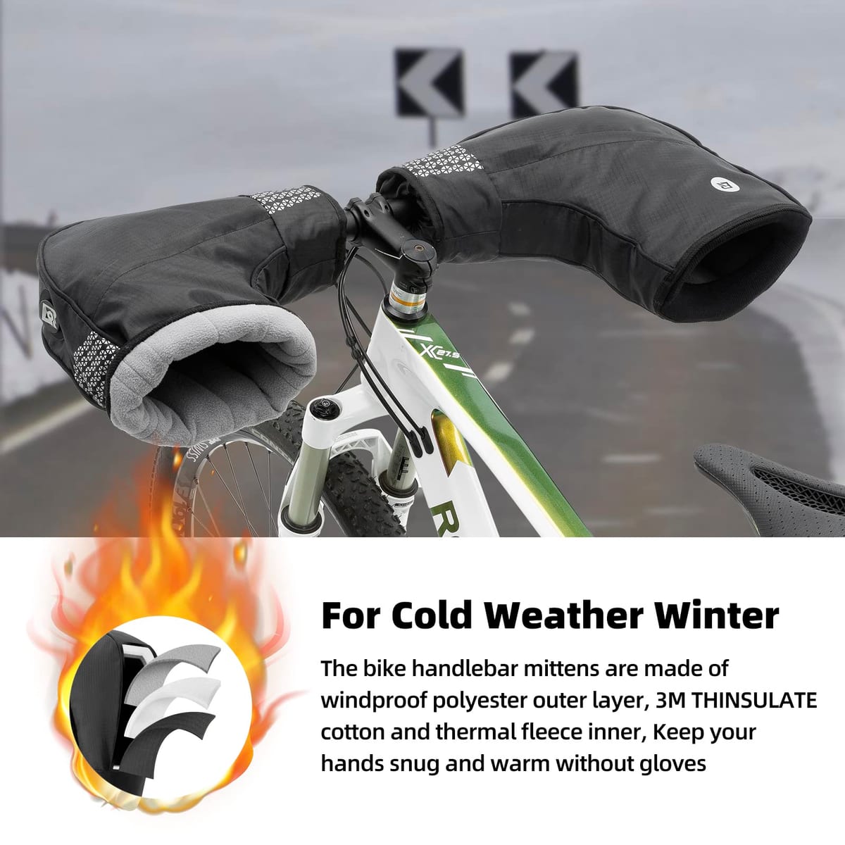 ROCKBROS Thinsulate Thermal Bike Handlebar Mittens - Cold Weather Pogies Cover Gloves - Image 2