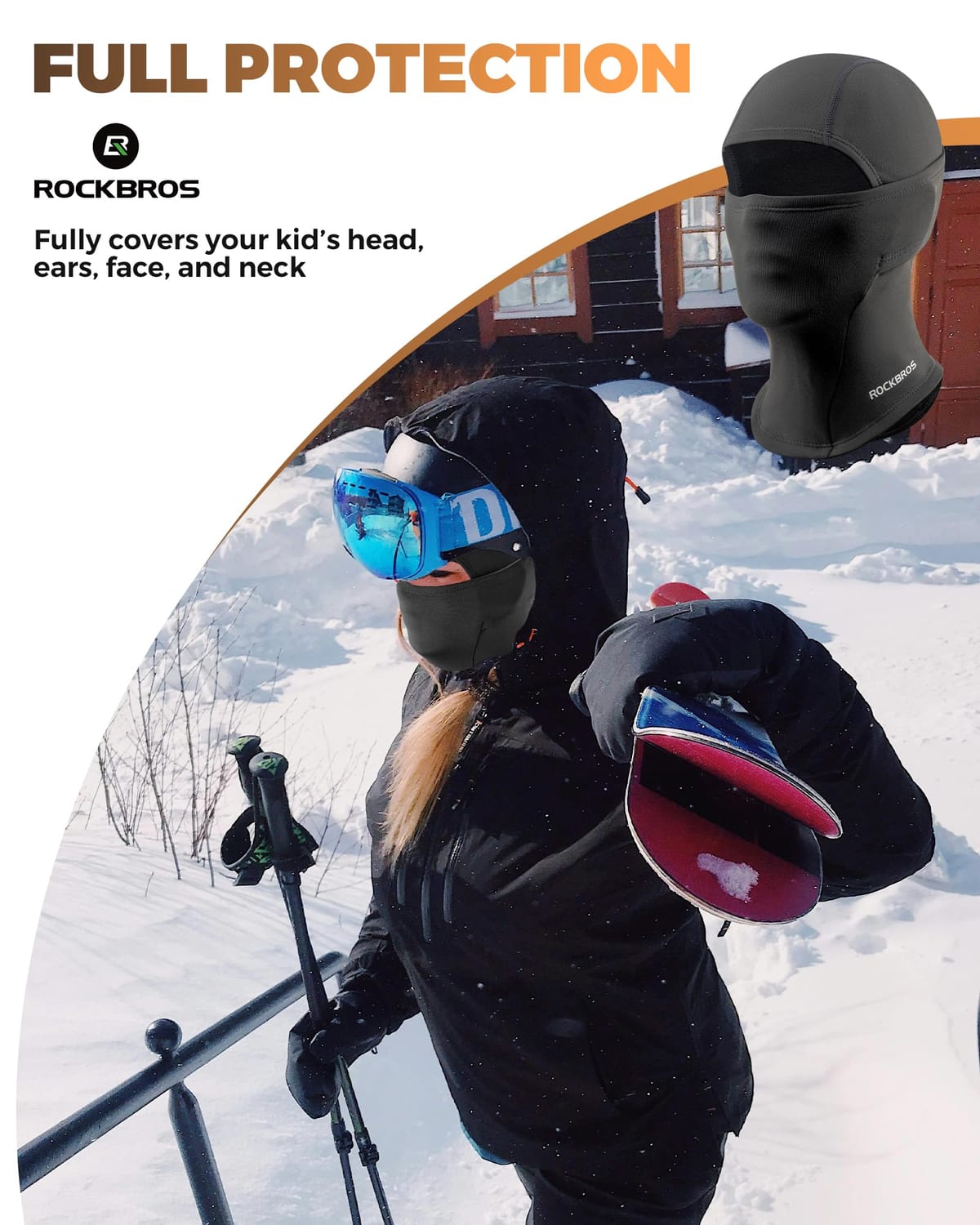 ROCKBROS Windproof Winter Balaclava Ski Mask for Kids - Image 3