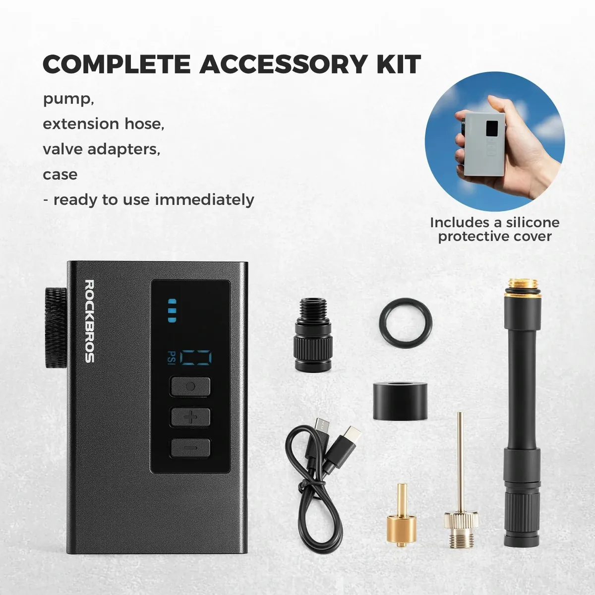 AS240 PRO Mini Electric Bike Pump with Gauge Max 120PSI - Image 5