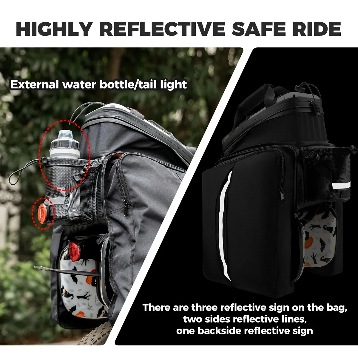 Bike Pannier Bag Double Side Storage with Rain Cover 17L-35L - Image 4