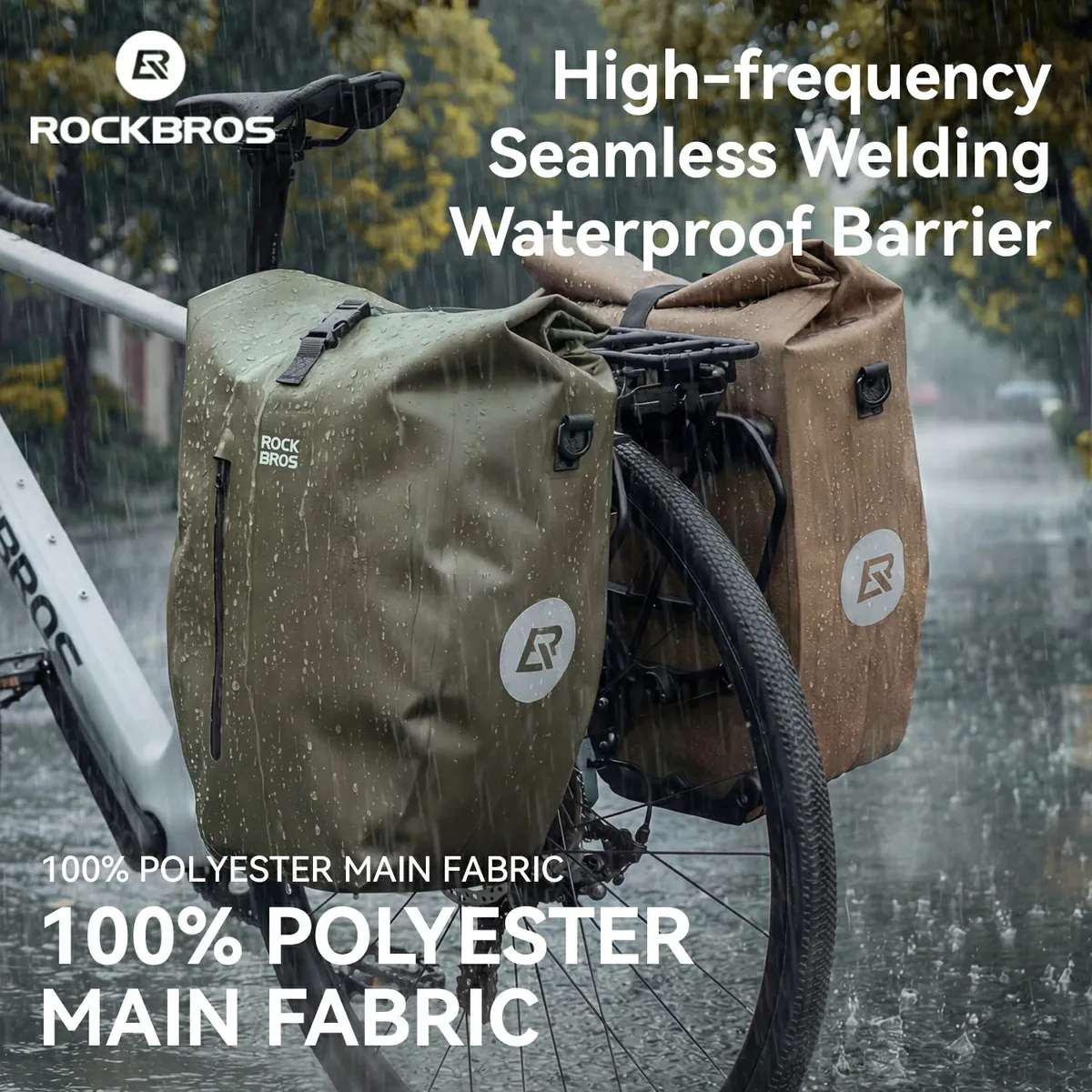 Waterproof Bike Rack Bag 20L Roll-Top Rear Pannier - Image 3