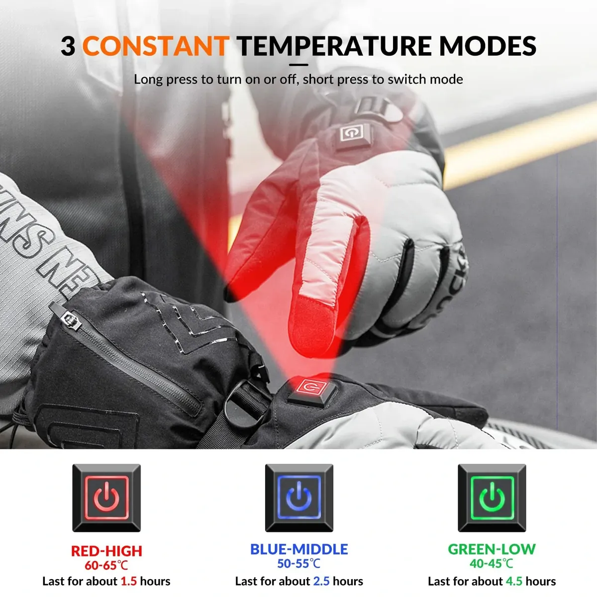 Winter Cycling Gloves Electric Heated Touch Screen - Image 3