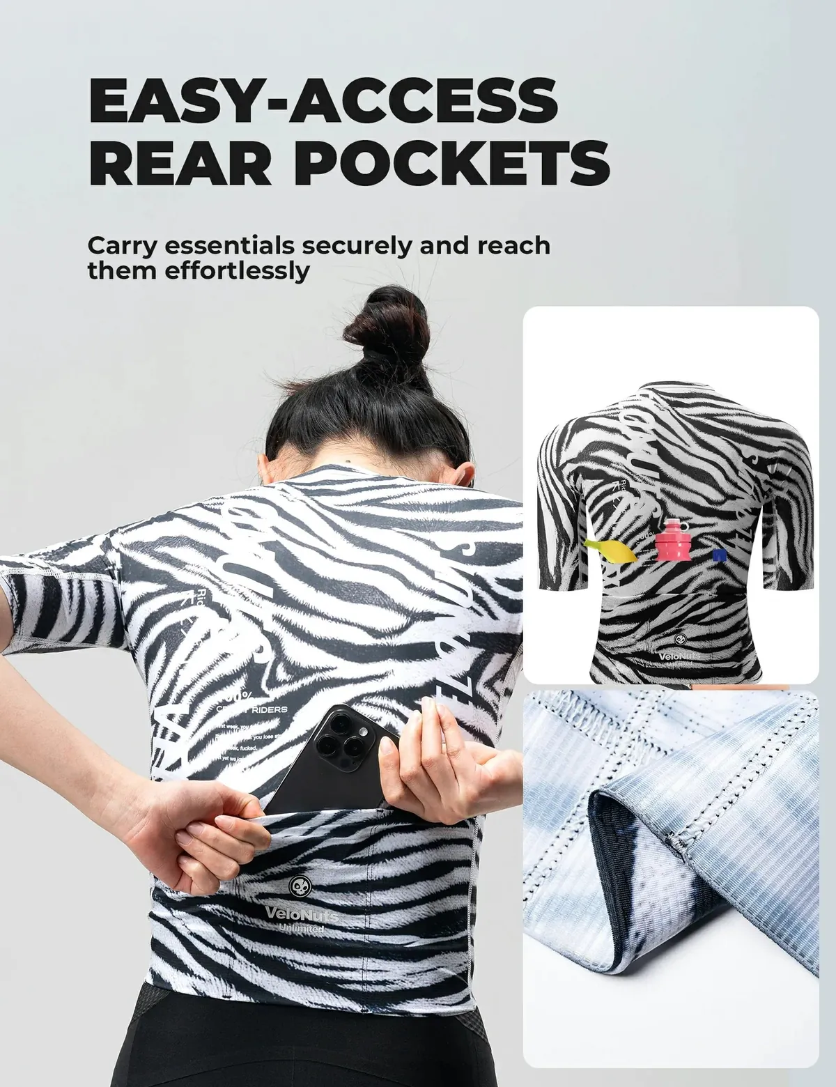 VeloNuts Women’s Cycling Jersey Zebra Stripe Breathable - Image 5