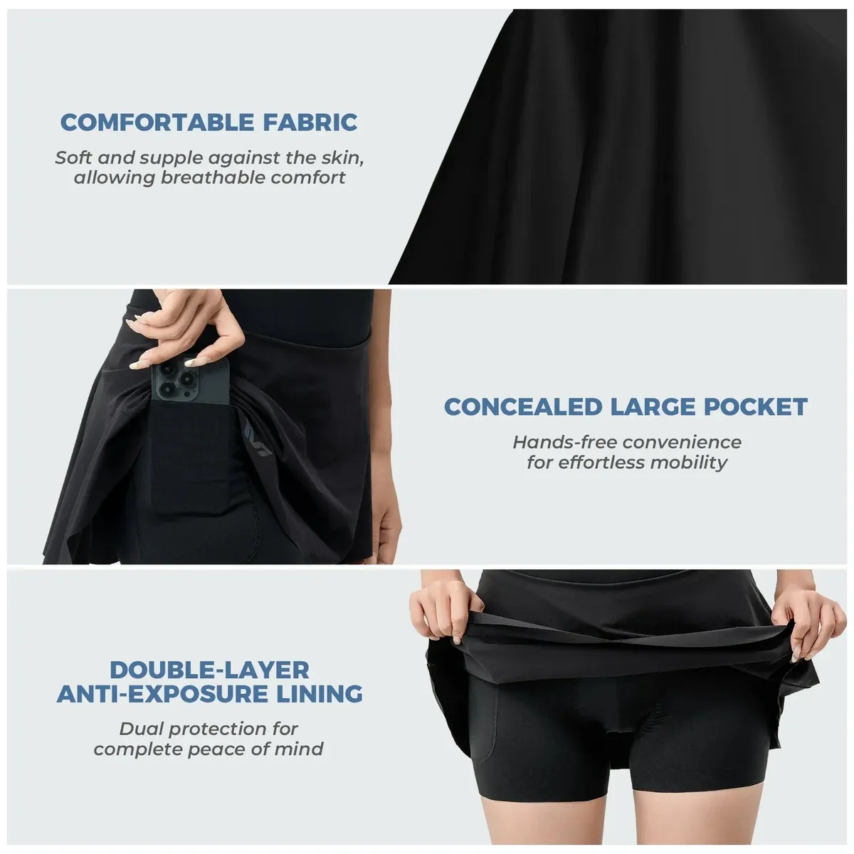 TVI Women's Bike Skort High Waist Breathable for 68°F–95°F - Image 5